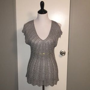 The Limited: Crocheted silver sparkly blouse